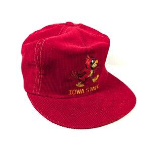 Vintage Iowa State Corduroy Hat Snapback Red USA Made Union NCAA Cy Cardinal